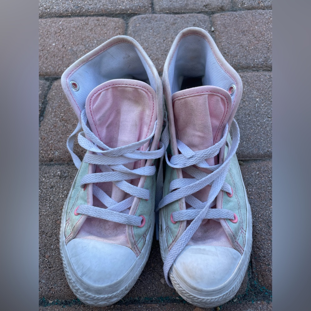 Converse Kid’s Pink and Blue High-Top Sneakers